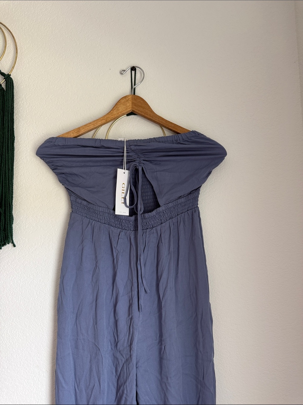 Gilli Off-Shoulder Tie-Front Jumpsuit in Slate Blue - Picture 4 of 11